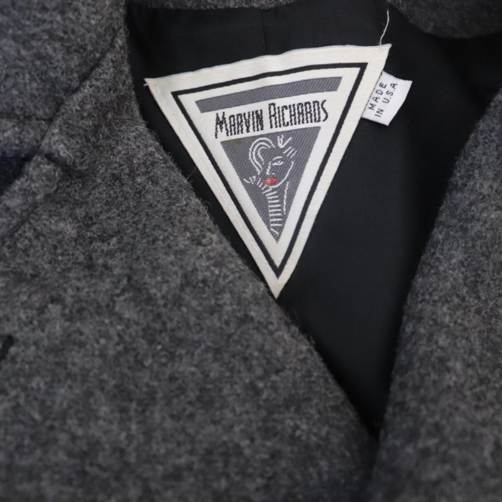 Vintage J. Percy for Marvin Richards Wool Pea Coat Jacket Gray Size 14 - Picture 2 of 9